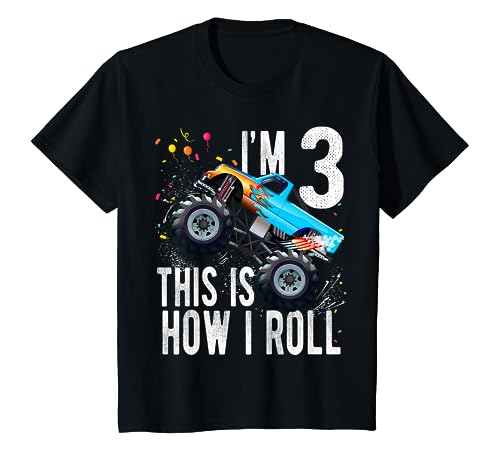 3 Year Old Shirt 3rd Birthday Boy Monster Truck Car T Shirt T-Shirt