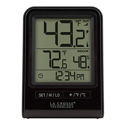 La Crosse Technology 308-1409BT-CBP Wireless Temperature & Humidity Station with Time , Black