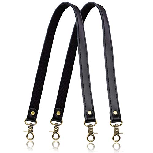 Allzedream Genuine Leather Purse Strap Sewing Canvas Replacement Handbag Shoulder Bag 2 Pcs (Black)