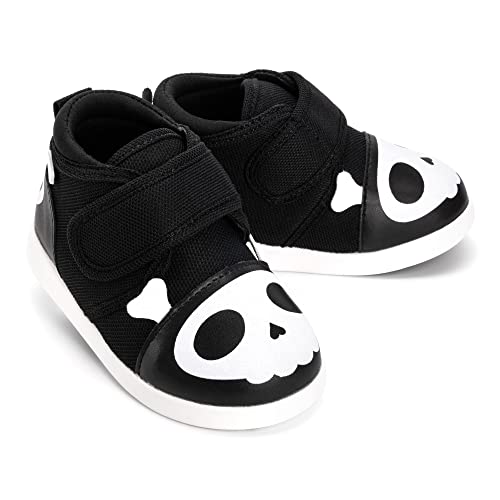 ikiki Squeaky Shoes for Toddlers/Little Kids (Skull & Crossbones, Black/White, Size 4)