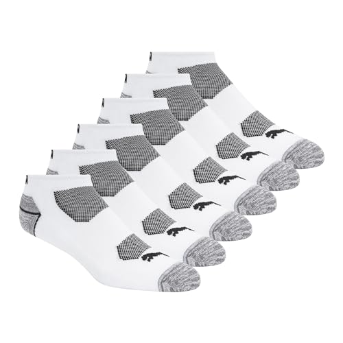 PUMA Mens 6 Pack Low Cut Socks, White Traditional, 10-13