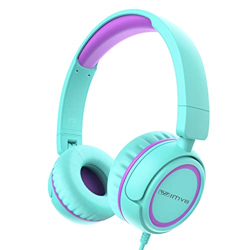 IMYB V1 Kids Headphones, Wired Stereo Foldable Tangle-Free 3.5mm Adjustable On-Ear Headphones for Kids for School/Toddlers/Childrens/Teens/Boys/Girls/Ipad/Tablet/Kindle/Phones/Travel/Plane (Green)