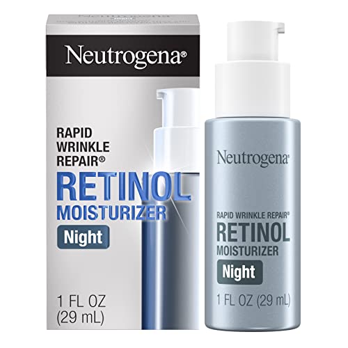 Neutrogena Retinol Face Moisturizer Cream, Rapid Wrinkle Repair, Anti-Wrinkle Night Moisturizer Cream, Anti-Wrinkle Face & Neck Cream Moisturizer with Hyaluronic Acid & Retinol, Paraben-Free, 1 fl. oz