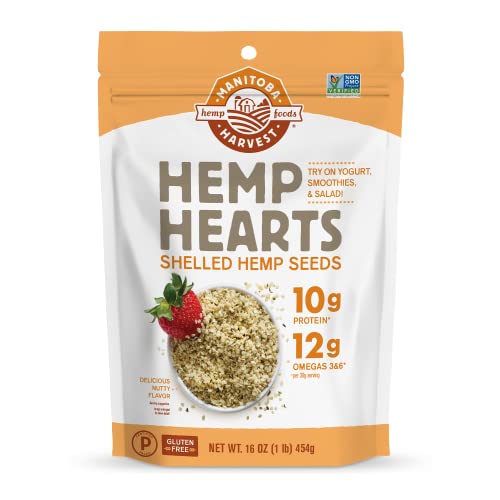 Hemp Seeds, 16oz; 10g Plant Based Protein and 12g Omega 3 & 6 per Serving | Perfect for smoothies, yogurt & salad | Non-GMO, Vegan, Keto, Paleo, Gluten Free | Manitoba Harvest