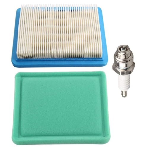 Butom 491588S 491588 Air Filter + 493537S 493537 Pre-cleaner for BS 675ex 725ex 625e 625-675 Series 3.5-6.5 HP Quantum Engines W/Spark Plug
