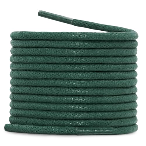 YJRVFINE Waxed 3/31' Thin Round Shoelaces Boots Shoes Laces Dark Green 2 Pair- Length: 39 Inch