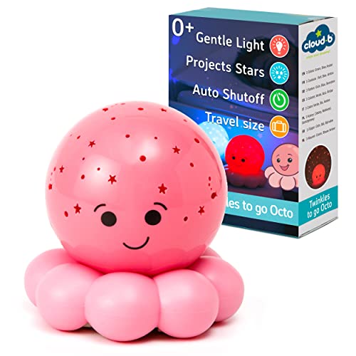 Cloud b Travel Comforting Nightlight Projector | Gentle Brightness | 3 Colors with Color Rotation Option | Auto-Shutoff | Octo Baby Pink