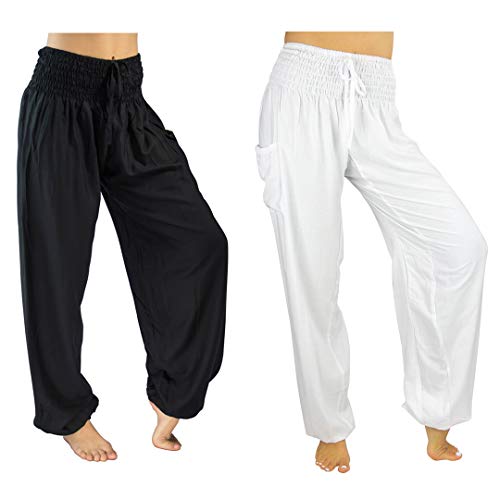 PIYOGA Women’s Yoga Pants Harem High Waist 34 Inseam w Pockets Size 0-12 - 1 Black 1 White