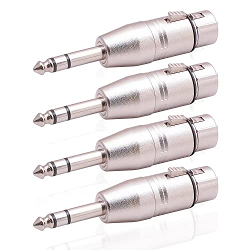 Smithok 4 Pack XLR Female to 1/4' TRS Adapter, Balanced Female XLR to Quarter Inch 6.35mm Male Adapters