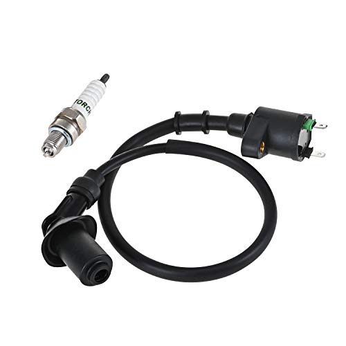 Trkimal Universal Ignition Coil + Spark Plug for GY6 50cc-150cc Taotao Motorcycle ATV Scooter Moped Go Kart