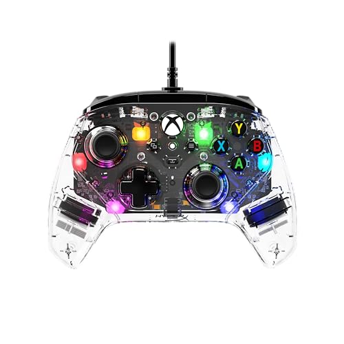 HyperX Clutch Gladiate RGB – Wired Controller, Officially Licensed by Xbox, Programmable RGB Lighting, Dual Trigger Locks, Programmable Buttons, Dual Rumble Motors, Clear