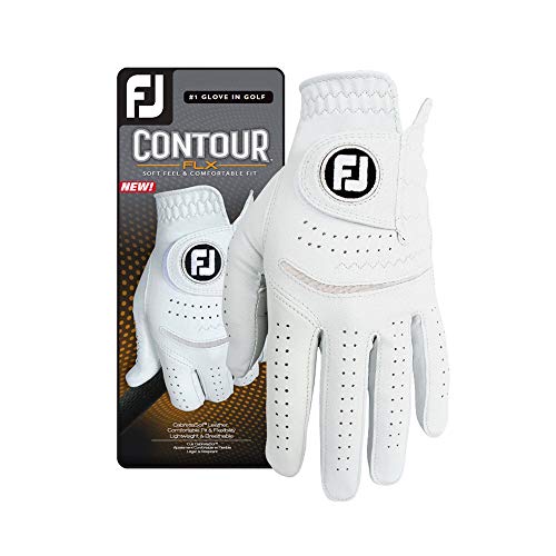 FootJoy Men's Contour FLX Golf Glove, Pearl, Large, Worn on Left Hand