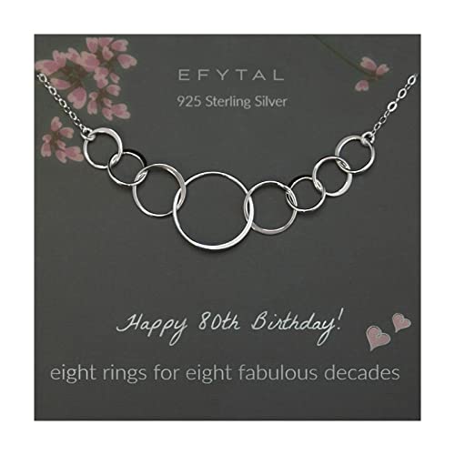 EFYTAL 80th Birthday Gifts for Women, Sterling Silver Eight Circle Necklace for Her, 80 Year Old Birthday Gifts for Women, 80th Birthday Decorations for Women, 80th Party, 80th Presents