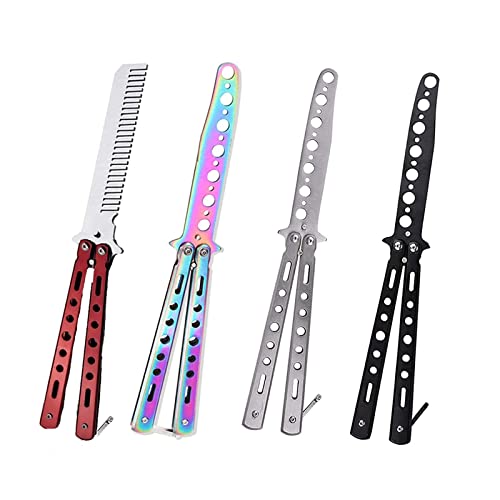 KALOPEZY 4 Pcs Practice Butterfly Trainer CSGO Game Equipment for Practice, Unsharpened Butterfly Comb Stainless Steel