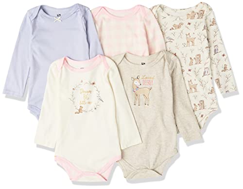 Hudson Baby Unisex Baby Cotton Long-sleeve Bodysuits, Enchanted Forest, 3-6 Months US