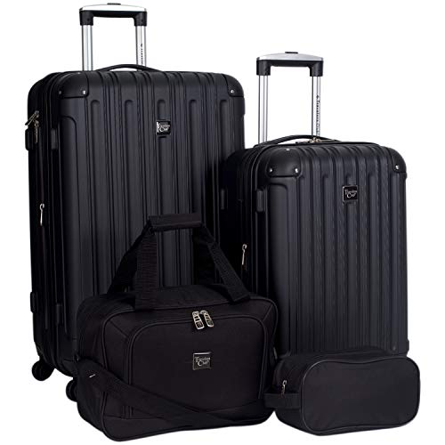 Travelers Club Midtown Hardside 4-Piece Luggage Travel Set, Expandable, Black