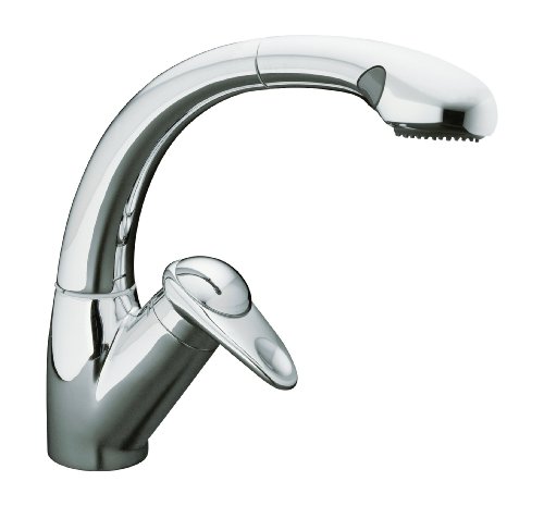 KOHLER K-6350-CP Avatar Single Control Pullout Kitchen Sink Faucet, Polished Chrome