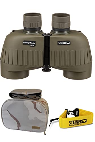 Steiner 10x50 Military Marine Binoculars + Float Strap & Premium Camo Case