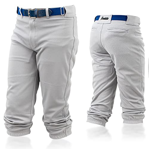 Franklin Sports Youth Baseball Knicker Style + Knee High Softball Pants for Kids - Boys + Girls with Belt Loop - Grey - Youth Small