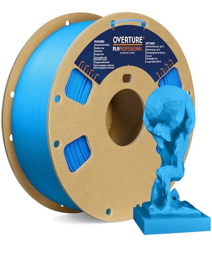 OVERTURE PLA Plus (PLA+) Filament 1.75mm PLA Professional Toughness Enhanced PLA Roll, Cardboard Spool, Premium PLA 1kg(2.2lbs), Dimensional Accuracy Probability +/- 0.02mm (Digital Blue)