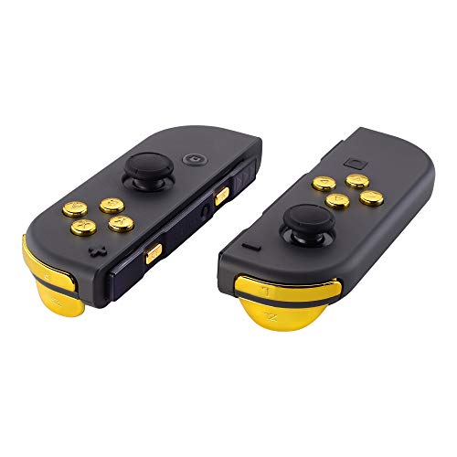 eXtremeRate DIY Full Set Buttons for Nintendo Switch & Switch OLED, Chrome Gold Glossy Replacement Buttons for JoyCon, ABXY Direction Keys SR SL L R ZR ZL + - Home Capture Trigger Buttons Springs