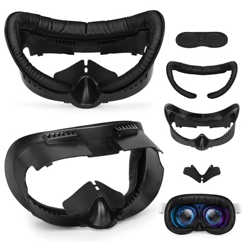 Facial Interface & Face Cover Pad Compatible with Meta Oculus Quest 3 Accessories, Sweat-Proof PU Foam Cushion, Fitness Foam Replacement, Air-Circulation Design for VR Quest 3 VR Accessorie