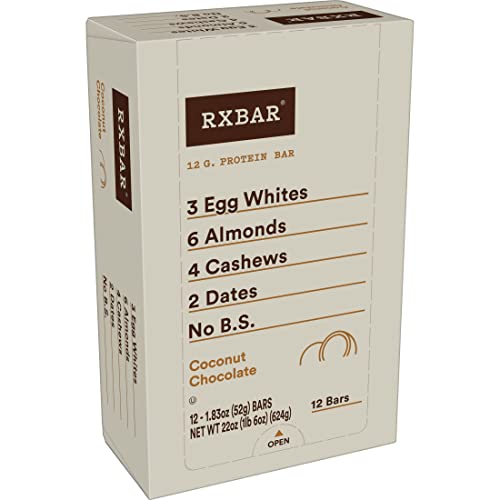 RXBAR Protein Bars, Protein Snack, Snack Bars, Coconut Chocolate, 22oz Box (12 Bars)