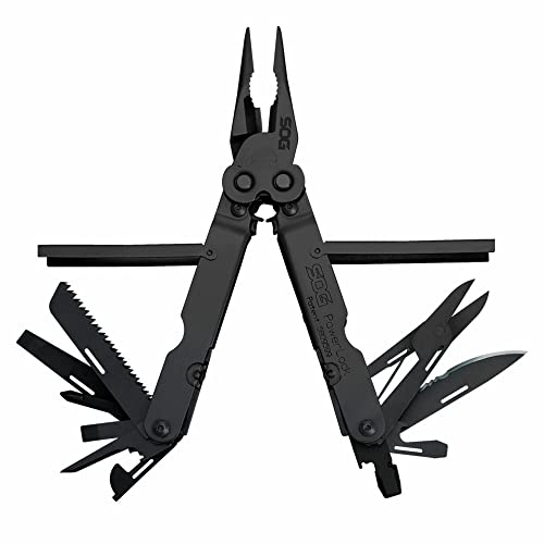 SOG PowerLock Oxide Stainless Steel Folding Knife 18 Multi Tool Pliers with Screwdrivers, Crimper, Can Opener, Gripper, and Cutter, Black