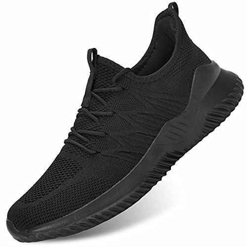 Mens Running Shoes Slip-on Walking Sneakers Lightweight Breathable Casual Soft Sole Trainers Zapatos de Hombre All Black