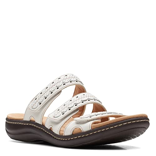 Clarks Collection Women's Laurieann Cove flats-sandals, White Leather, 9 Medium US