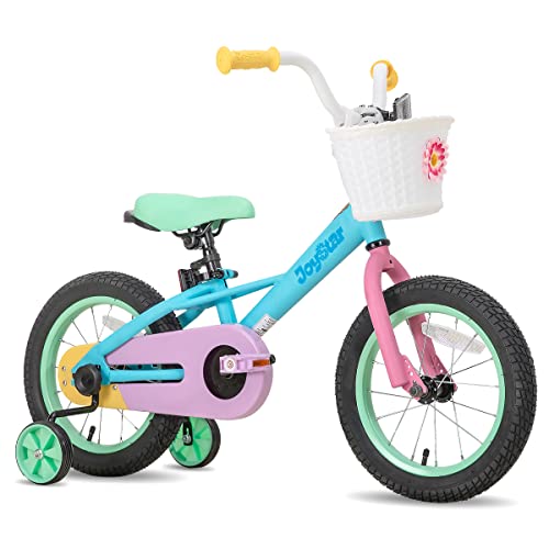 JOYSTAR 16 Inch Kids Bike for 4 5 6 7 Years Girls 16' Children Girl Bicycle with Training Wheels and Coaster Brake for 4-7 Years Kids 85% Assembled Macarons