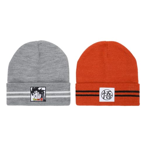 Bioworld Dragon Ball Z Goku and Kanji Title Logo Youth Ribbed Beanie (Pack of 2) Multicolored