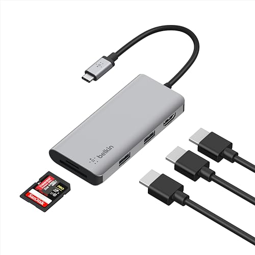 Belkin USB-C Hub, 5-in-1 MultiPort USB-C Docking Station for MacBook & Windows w/ 4K HDMI 1.4, 2x USB-A 3.1, SD 3.0, & Micro SD 3.0, & 5Gbps Data Transfer for Home, Office, & Travel, PVC002