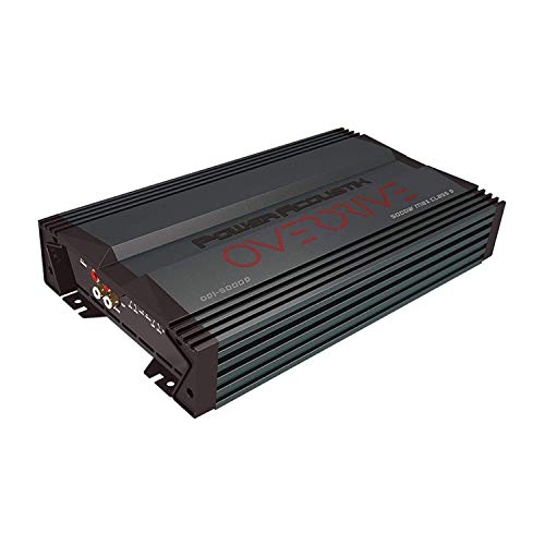 Power Acoustik OD1-5000D Car Amplifier - Overdrive Series 5000 Watts Max, 1 Ohm Stable Monoblock Amplifier, Car Stereo Mosfet Power Supply Class D Car Audio Subwoofer Amp, 0g Block