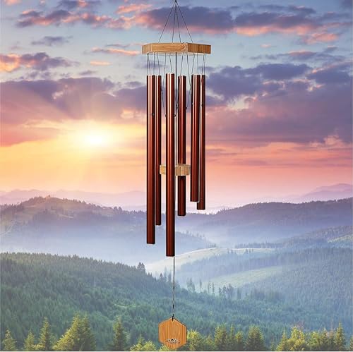 UpBlend Outdoors Wind Chimes for Outside - 29' Copper-Red Wind Chime Outdoor, Zen Garden Chimes for Outdoors, Tin Windchime, Decor Windchimes for Mom, Grandma, Gifts for Her