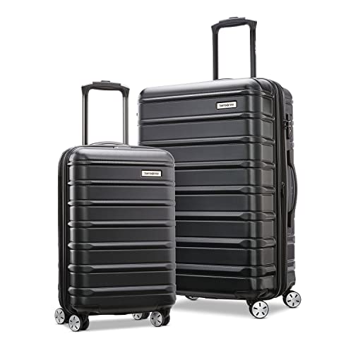 Samsonite Omni 2 Hardside Expandable Luggage with Spinner Wheels, Midnight Black, 2-Piece Set (Carry-on/Medium)