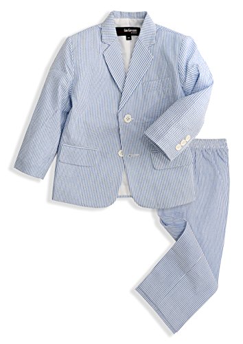 G288 Boys Seersucker 2 Button Suit Set (8, Blue)