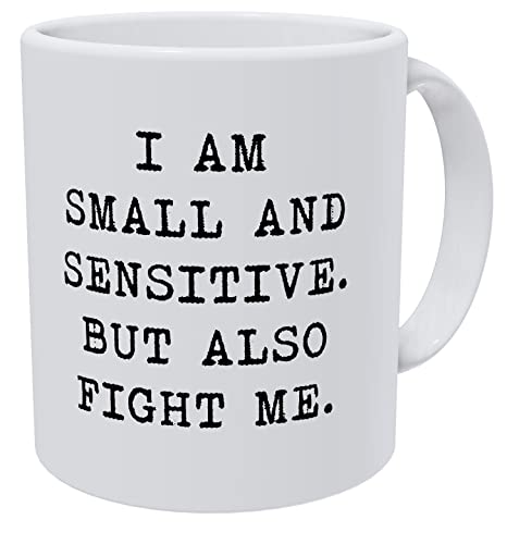 Della Pace I Am Small And Sensitive But Also Fight Me 11 Ounces Funny White Coffee Mug