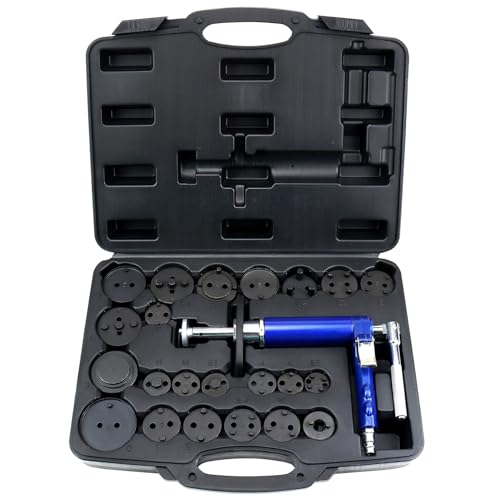 JIFEHO 23PCS Pneumatic Brake Caliper Piston Spreading Tool Kit, Brake Wind Back Compressor for Brake Pad Replacement Reset