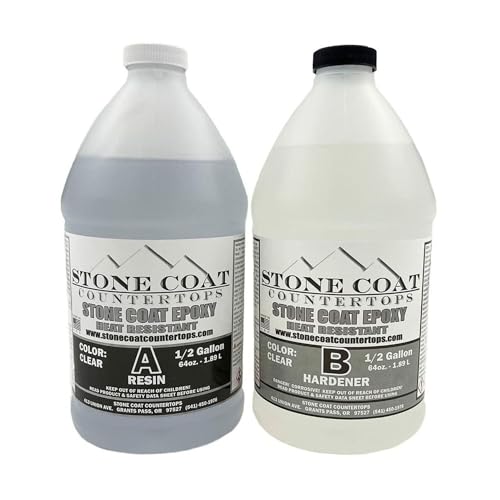 Stone Coat Countertops Epoxy Kit (1 Gal) – Heat Resistant, Food Safe Epoxy Resin, UV Resistance | DIY Craft Epoxy Resin Kit for Coating Kitchens, Bathrooms, Counters, Bar Table, Wood Slabs, and More!