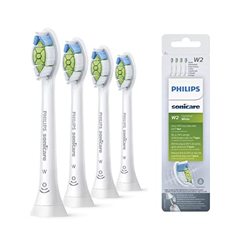 Philips Sonicare Original W2 Optimal White Standard Sonic Toothbrush Heads - 4 Pack in White (Model HX6064/10)
