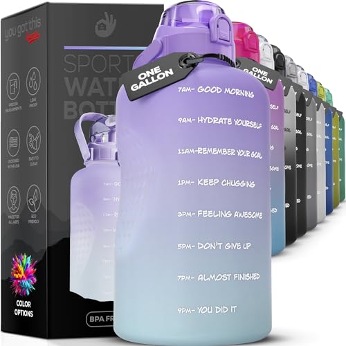 YOU GOT THIS LIVING Motivational Water Bottle with Straw & Handle,One Gallon Water Bottle 128 oz/3.8L,Reusable Water Jug, Achieve All-Day Hydration SpillProof, BPA FREE