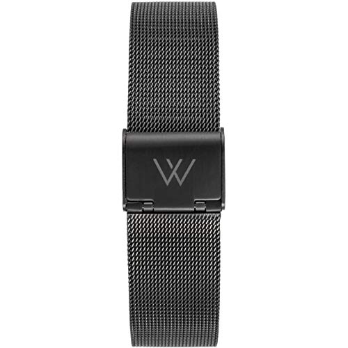 Wristology Black Metal Mesh 22mm Watch Band - Quick Release Milanese Stainless Steel Easy Change Mens Womens Strap