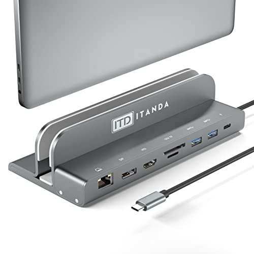 USB C Laptop Docking Station - ITD ITANDA - Laptop Hub Docking Station, 8 in 1 Docking Station for USB C Laptop and Phone, Compatible with MacBook Pro, Samsung Galaxy Notebook