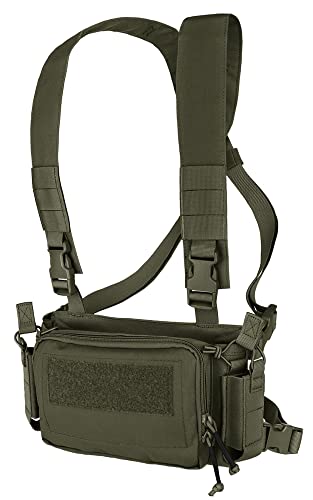 KRYDEX Tactical Chest Rig with Triple 5.56/7.62 Mag Pouch Insert 9mm Mag Pouches and X Harness (RG)