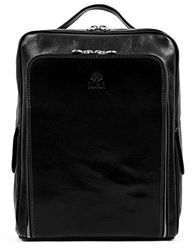 Time Resistance Leather Backpack for Men and Women - Black Business Backpack - Laptop Bag - Rucksack