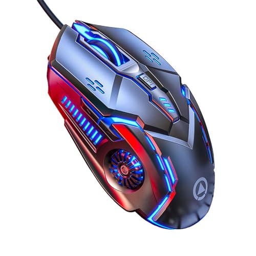Aimery Wired Gaming Mouse Computer Mice Mechanical 7 Colors Breathing Light 6 Keys USB 4 Speed DPI with Sound Ergonomics with PC/Laptop Grey