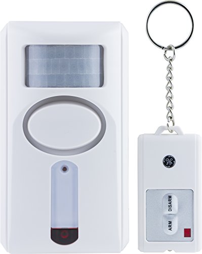 GE Personal Security Motion Sensing Alarm with Keychain Remote, 120dB Siren, Easy to Use, Easy to Install, No Wiring, Home Protection, 51207, Medium, White