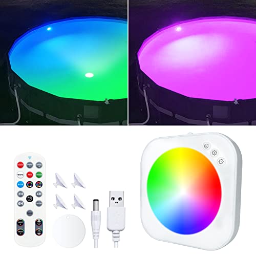 ChlorStar Rechargeable Submersible Pool Lights with Remote,Led Pool Lights for Inground Pools Waterproof,Underwater Magnetic Pool Lights for above Ground Pools,Battery Operated Floating Pool Lights