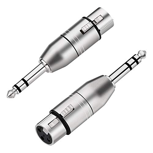 tisino XLR Female to 1/4' TRS Adapter, Balanced Female XLR to Quarter Inch 6.35mm Male Adapters - 2 Pack